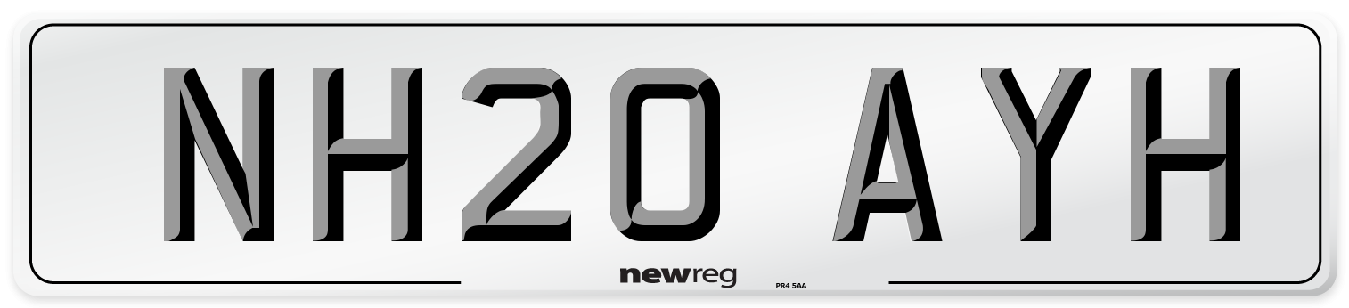 NH20 AYH Number Plate from New Reg